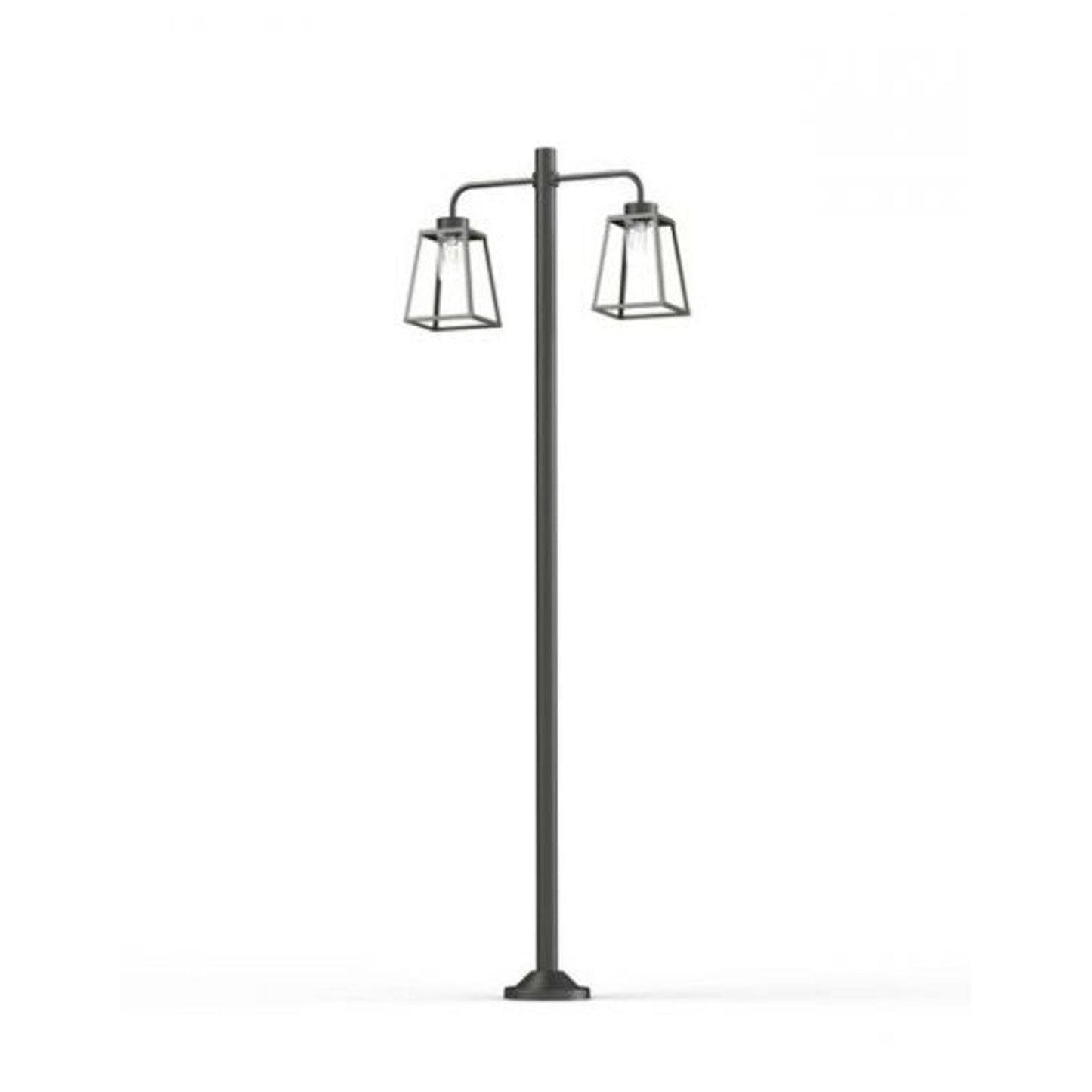 Lampiok Model 8 Large Double Arm Clear Glass Lamp Post with minimalist lines style lantern