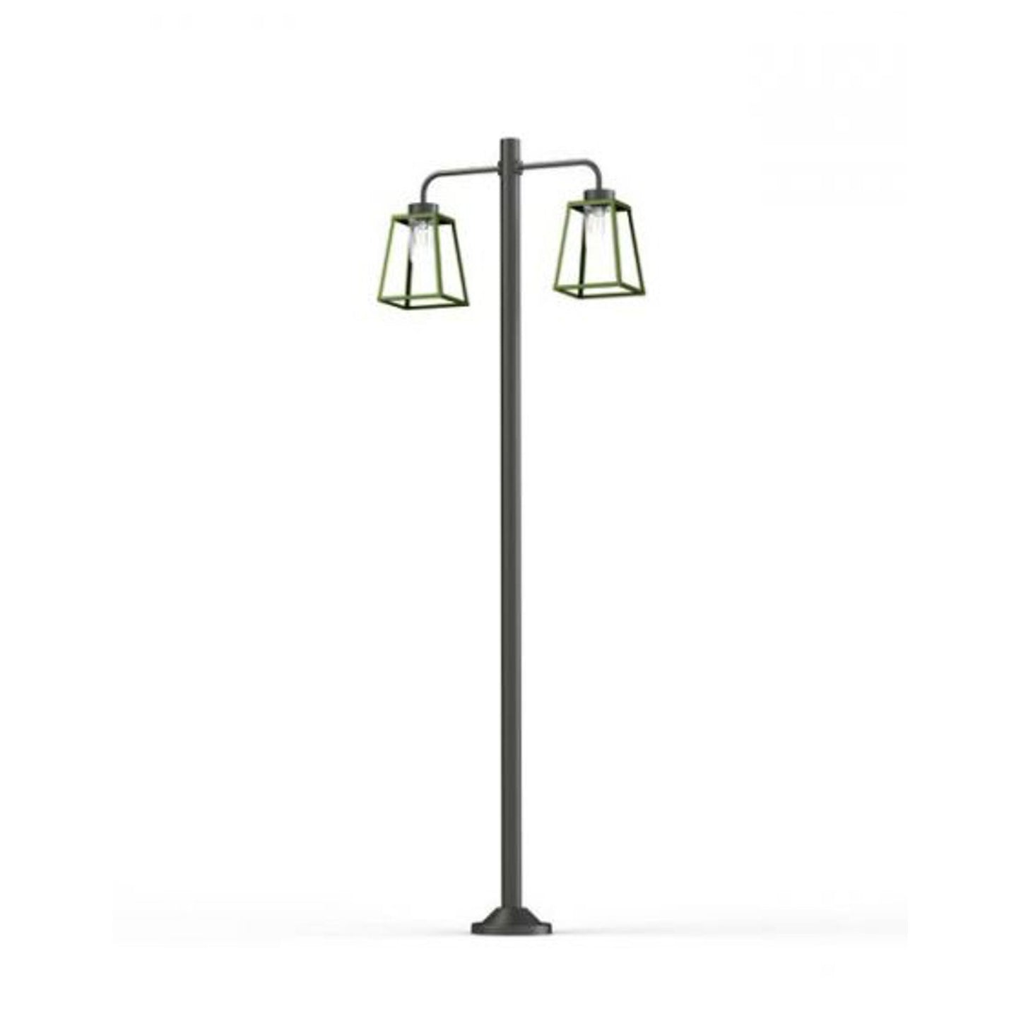 Lampiok Model 8 Large Double Arm Clear Glass Lamp Post with minimalist lines style lantern