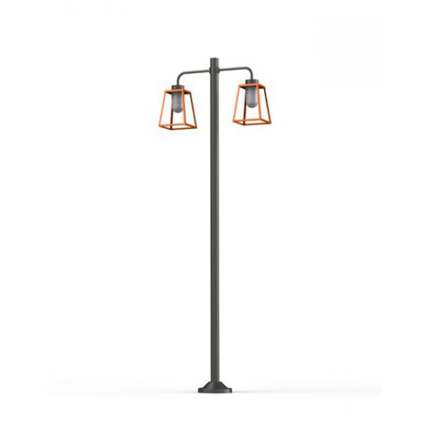 Lampiok Model 8 Large Double Arm Frosted Glass Lamp Post with minimalist lines style lantern