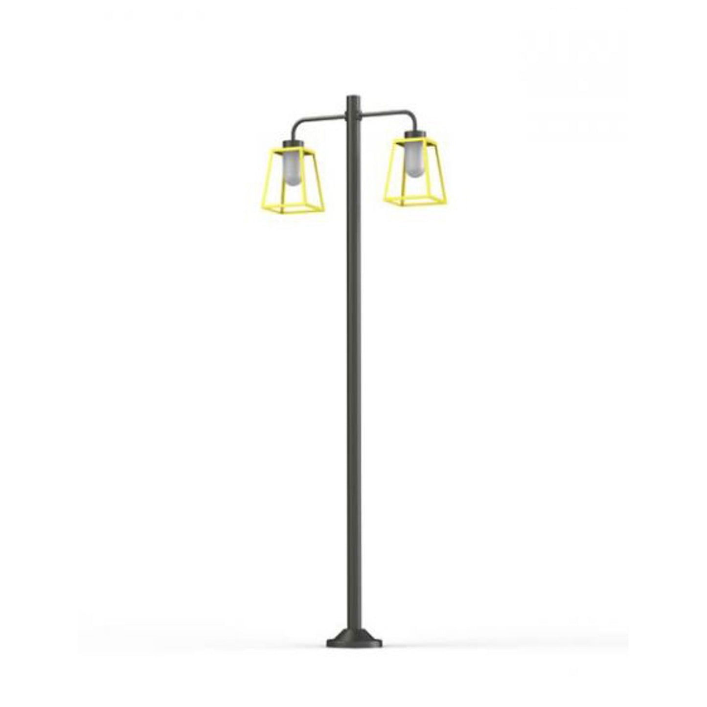 Lampiok Model 8 Large Double Arm Frosted Glass Lamp Post with minimalist lines style lantern