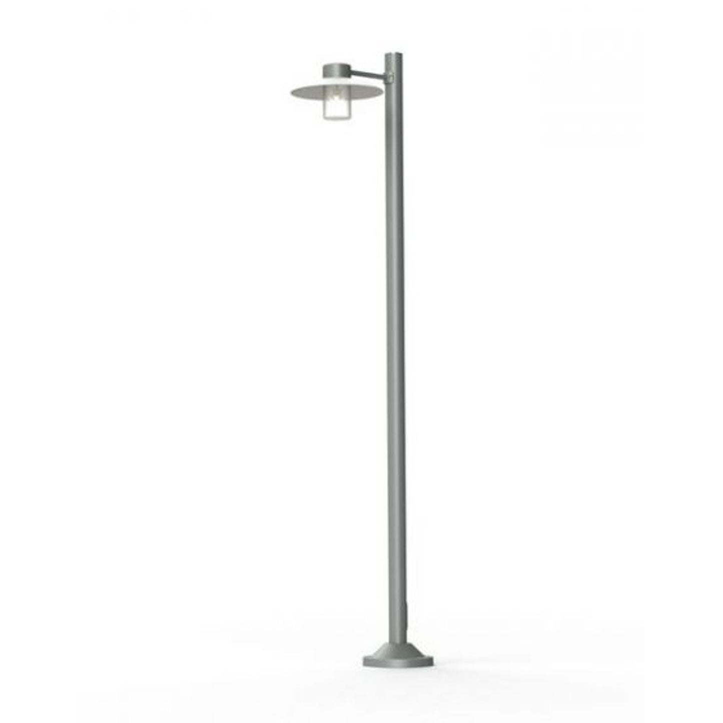 Aubanne Large Single Arm Clear Glass Lamp Post with Opal Polycarbonate Reflector