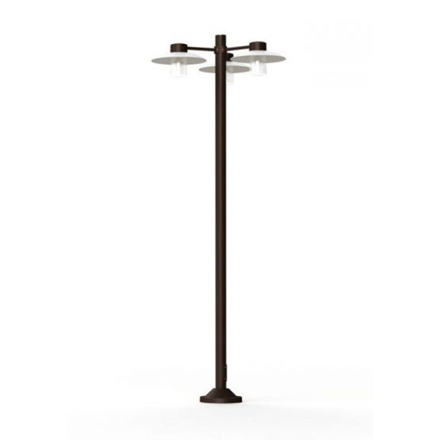 Aubanne Large Three-Arm Clear Glass Lamp Post with Opal Polycarbonate Reflector