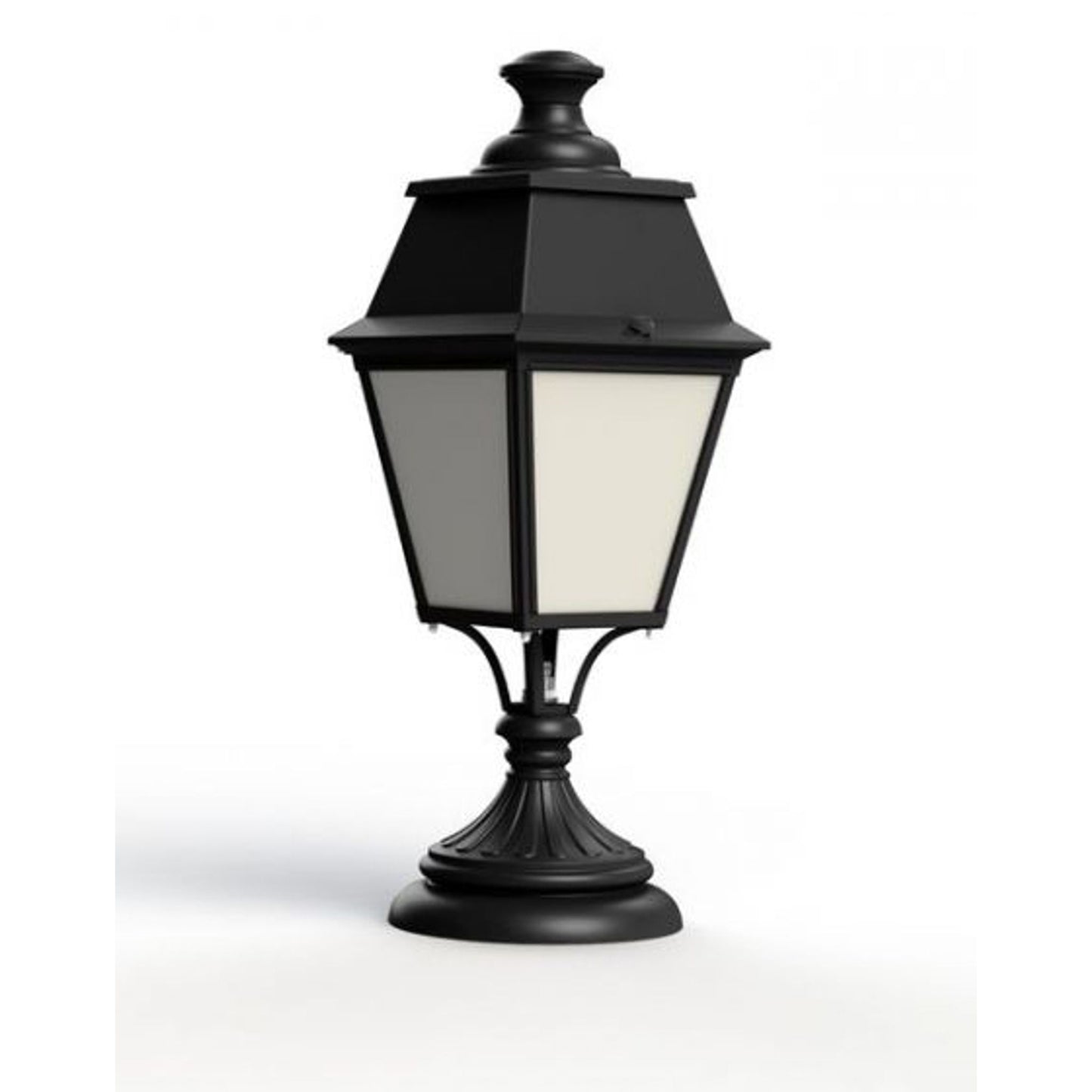 Avenue 4 Model 6 Opal Glass Glass Padestal with Four-Sided Lantern