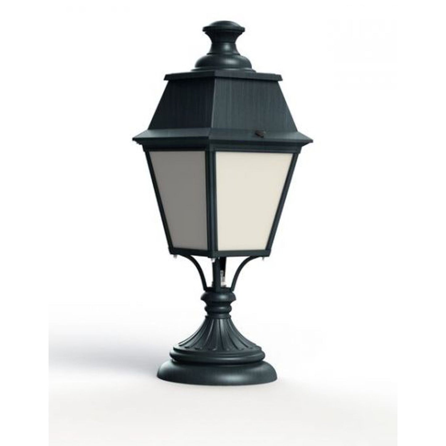 Avenue 4 Model 6 Opal Glass Glass Padestal with Four-Sided Lantern