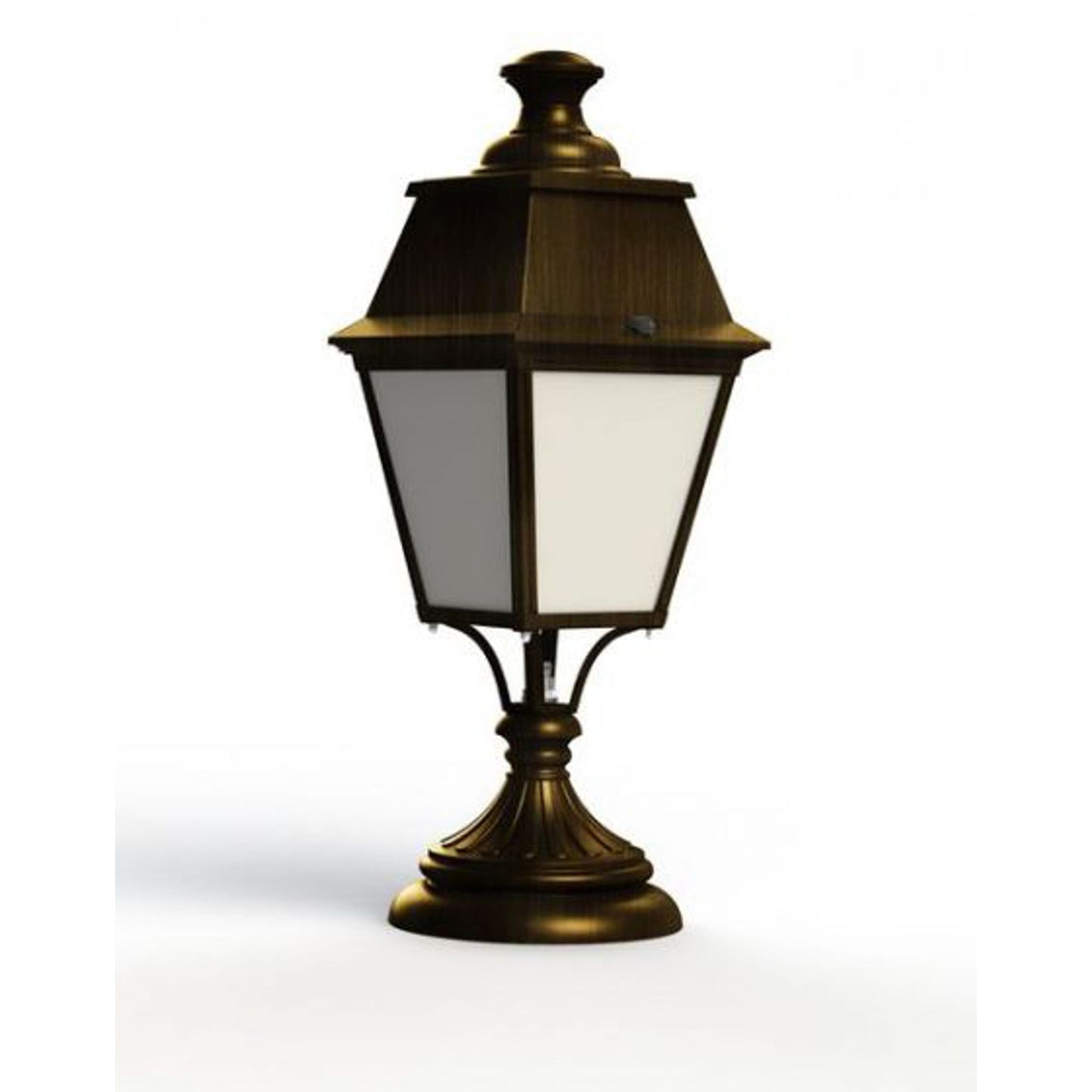 Avenue 4 Model 6 Opal Glass Glass Padestal with Four-Sided Lantern