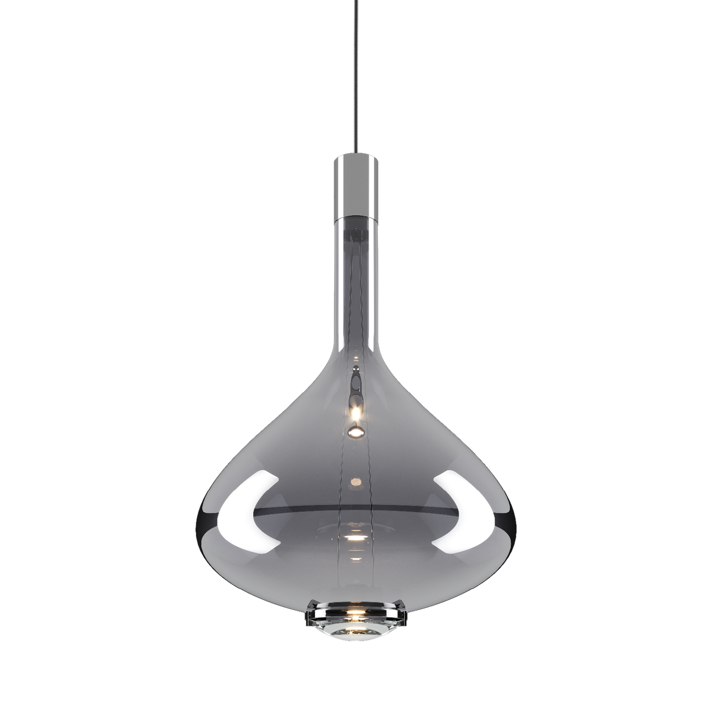 Sky Fall Large Metal Frame LED Pendant with Blown Glass Diffuser