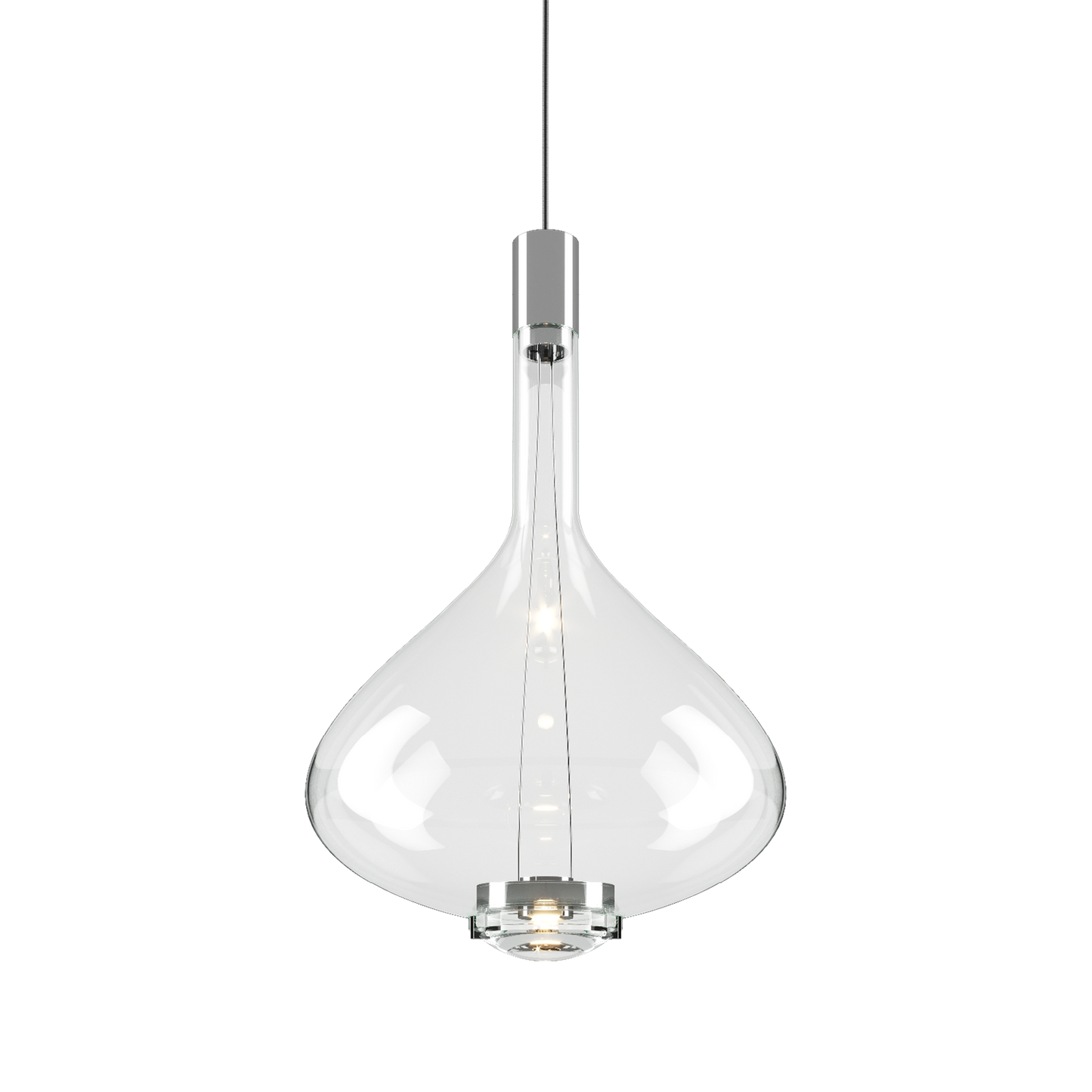 Sky Fall Large Metal Frame LED Pendant with Blown Glass Diffuser