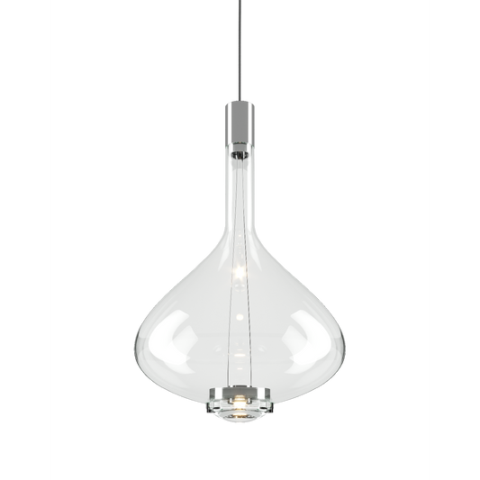 Sky Fall Large Metal Frame LED Pendant with Blown Glass Diffuser