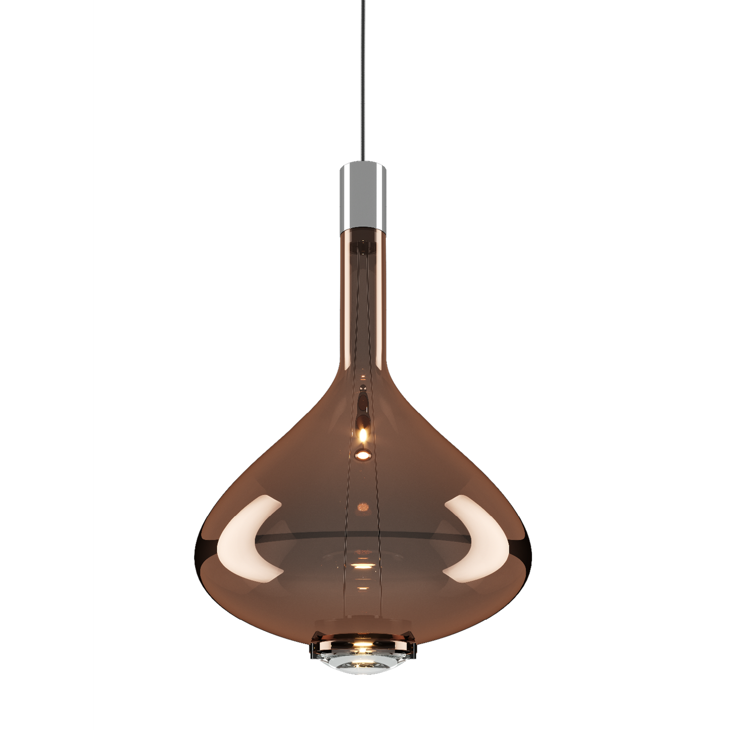 Sky Fall Large Metal Frame LED Pendant with Blown Glass Diffuser