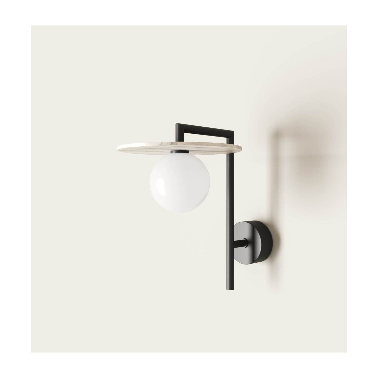 Miro Wall Light Matt Black with Alabaster Disc