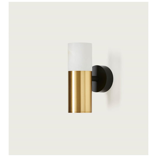 Lind LED Wall Light in Matt Brass & Matt Black with Alabaster Shade