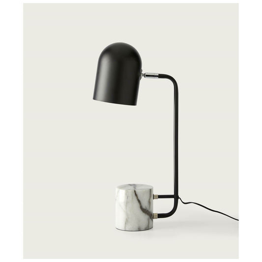 Luca Shiny Black Chrome Desk Lamp with White Marble Base