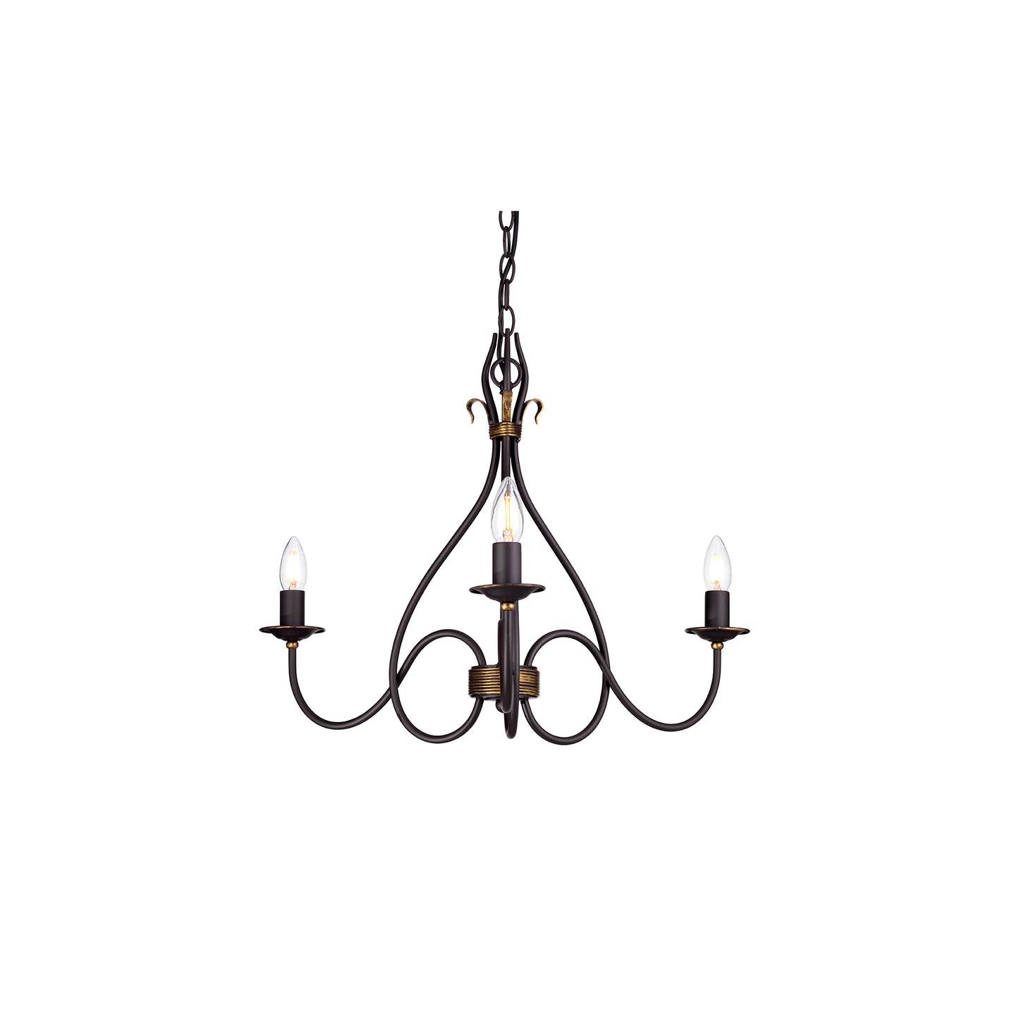 Windermere 3-Light Chandelier Rust/Gold