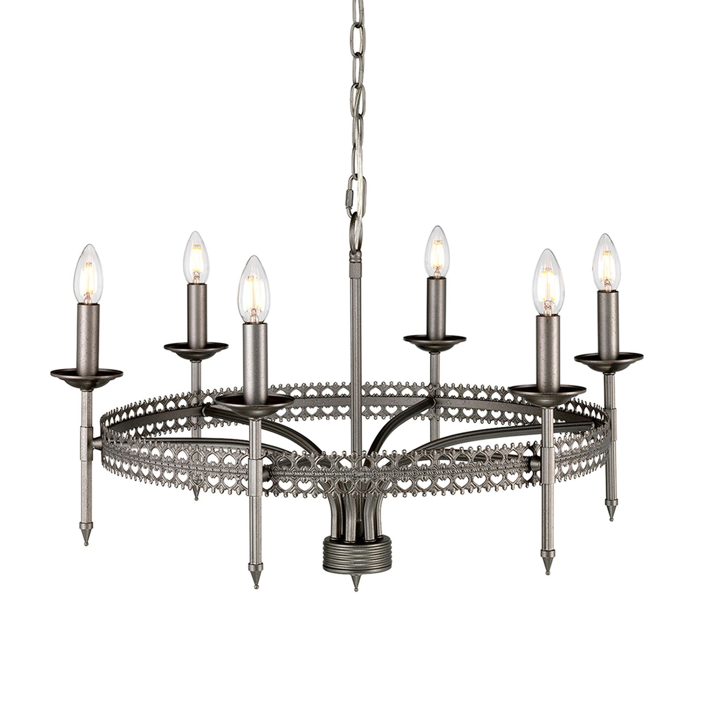 Crown 6-Light Chandelier Iron Gate