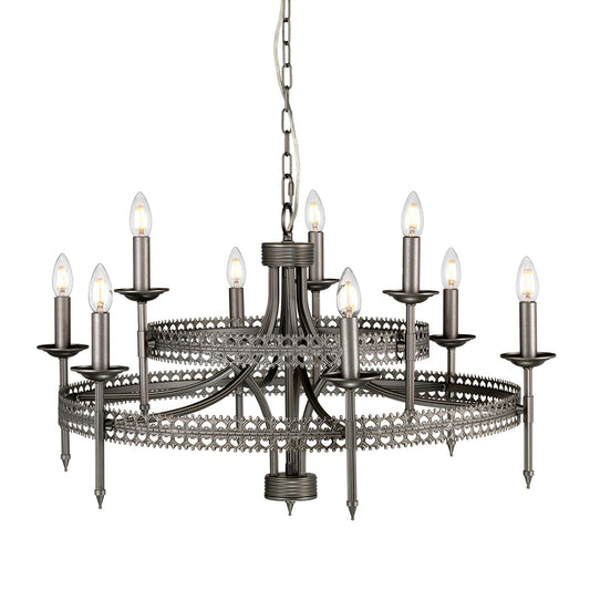 Crown 9-Light Chandelier Iron Gate