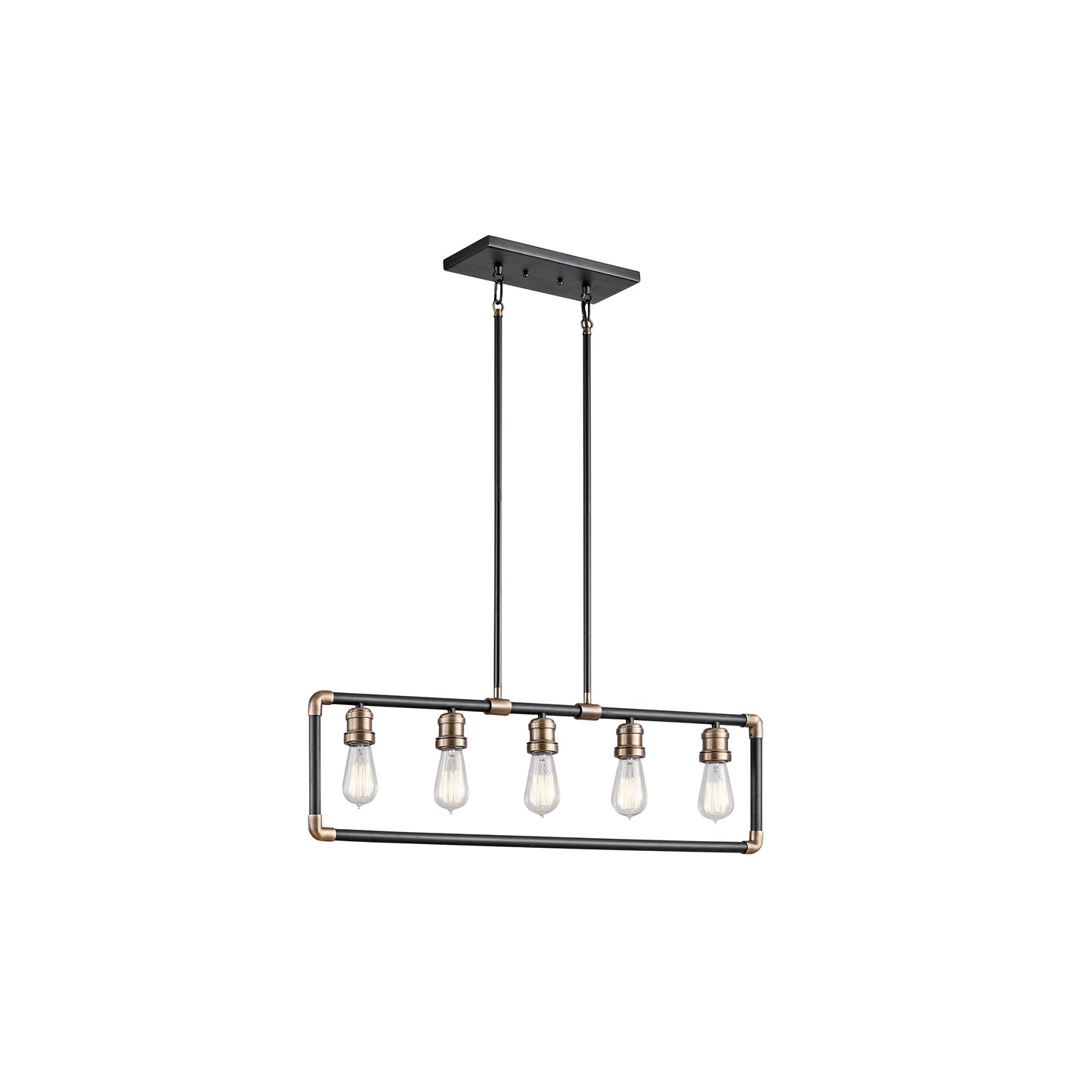 Imahn 5-Light Linear Pendant Black & Natural Brass