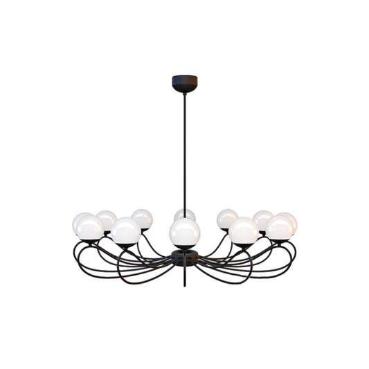 Papillion Dia 90 12-Light Chandelier with White Glass