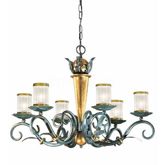 Impero 6-Light Chandelier with Gold Leaf Details