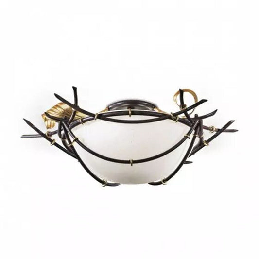 Bamboo Ceiling Light with Gold Leaf Details