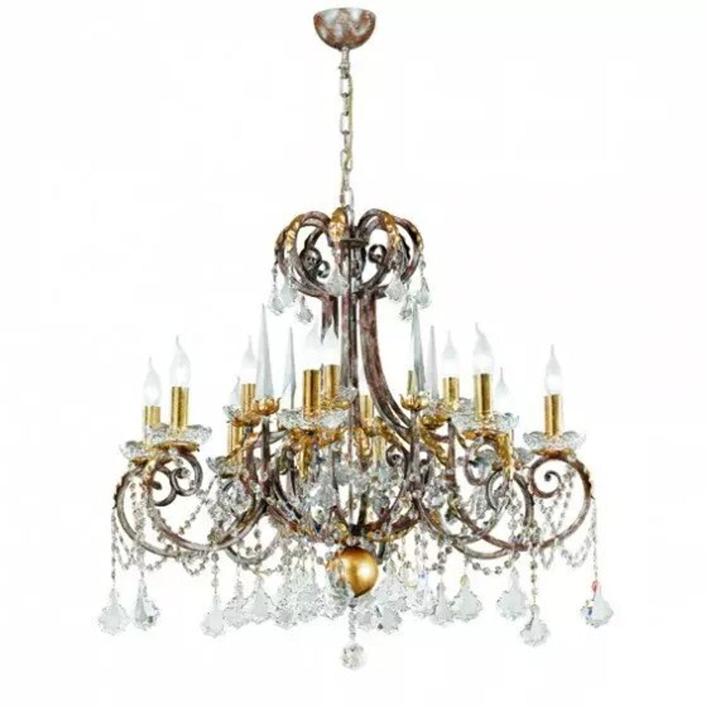 Ottocento 12-Light Chandelier with Gold Leaf Details