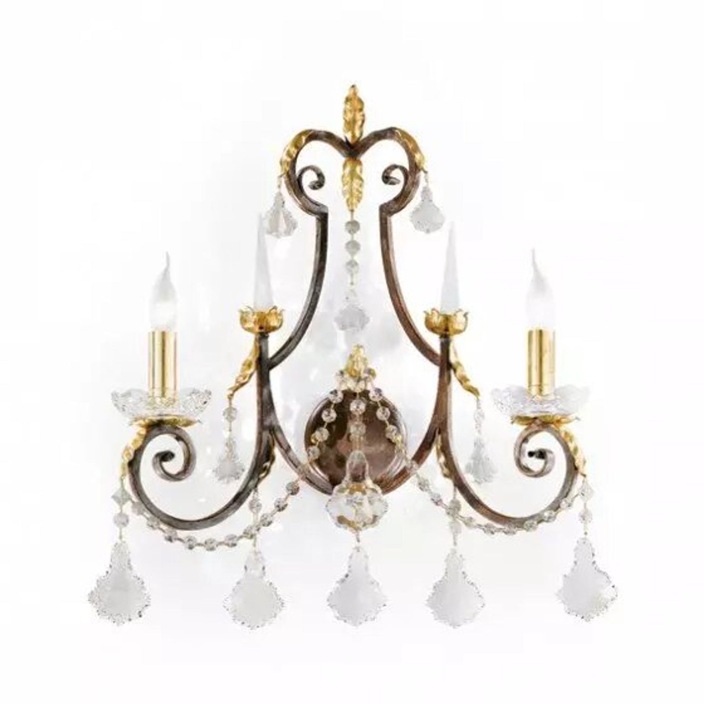 Ottocento 2-Light Wall Lamp with Gold Leaf Details