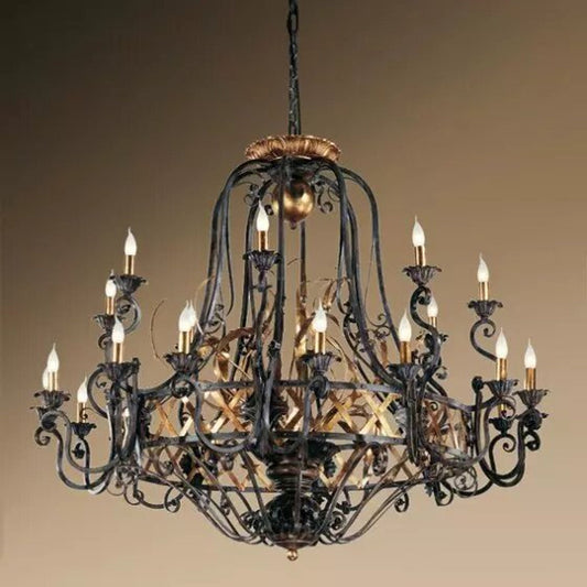 Fiamme 24-Light Chandelier with Gold Leaf Details