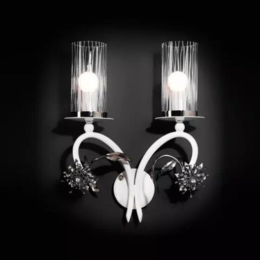 Virgola 2-Light Wall Lamp Glossy White with Chrome Details