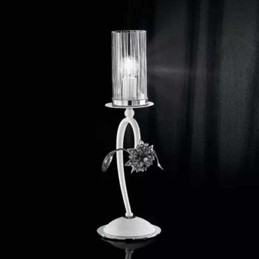 Virgola Table Lamp Glossy White with Chrome Details