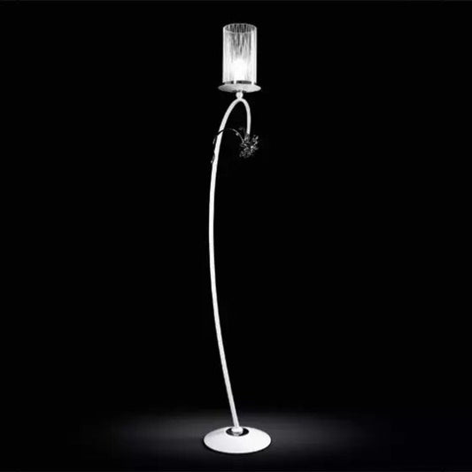 Virgola Floor Lamp Glossy White with Chrome Details