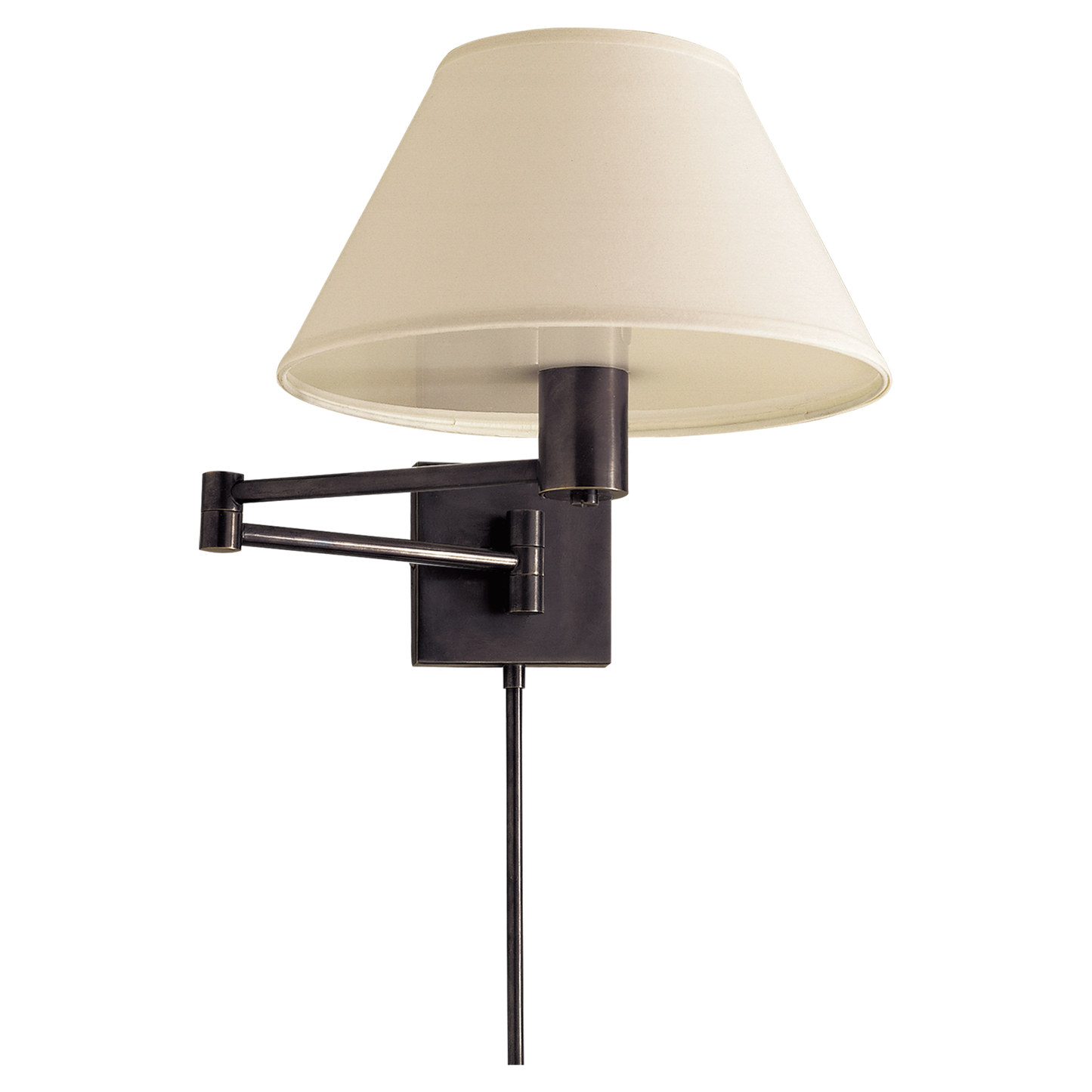 Classic Swing Arm Wall Lamp with Linen Shade