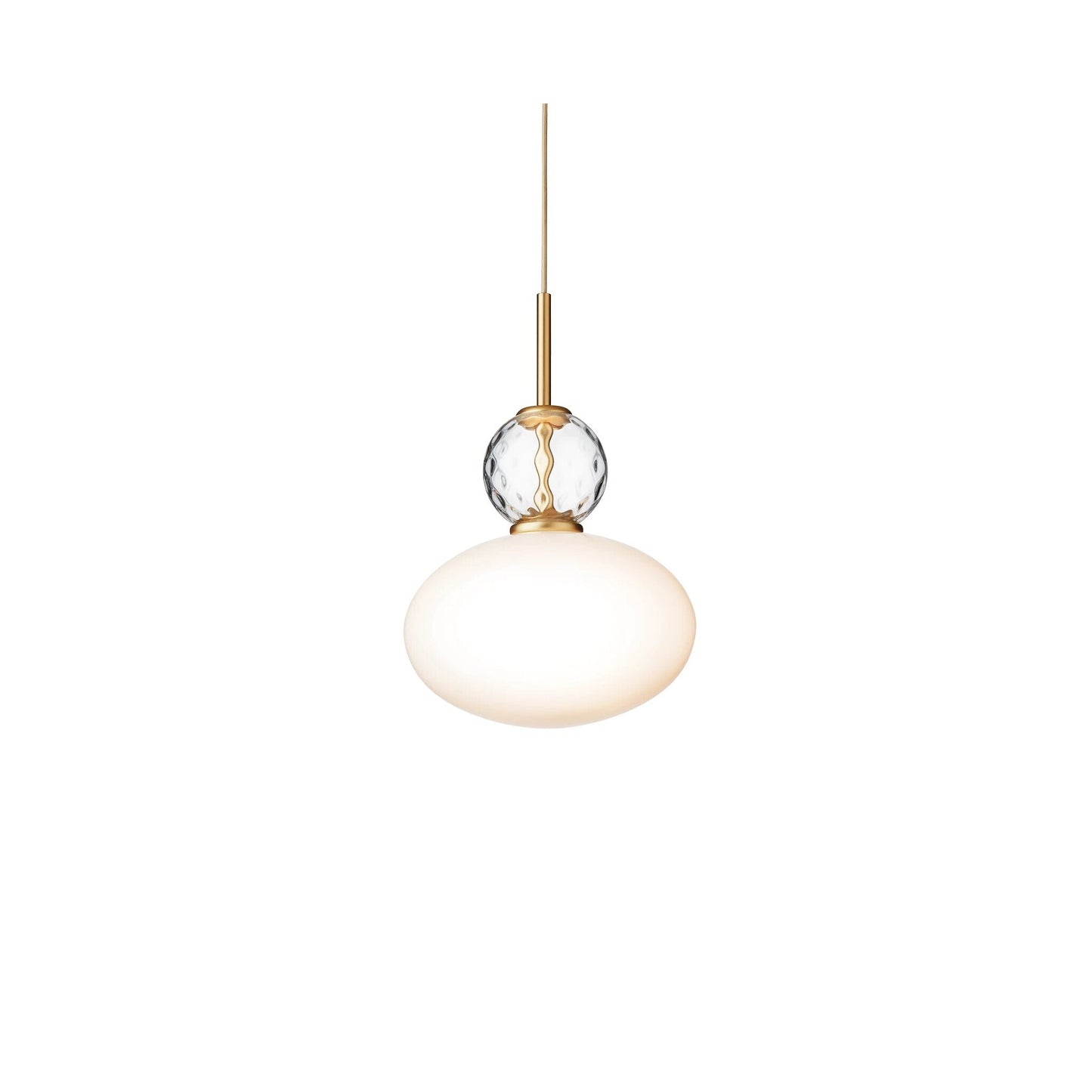 Rizzatto 32 Satin Brass Pendant with Opal White Glass