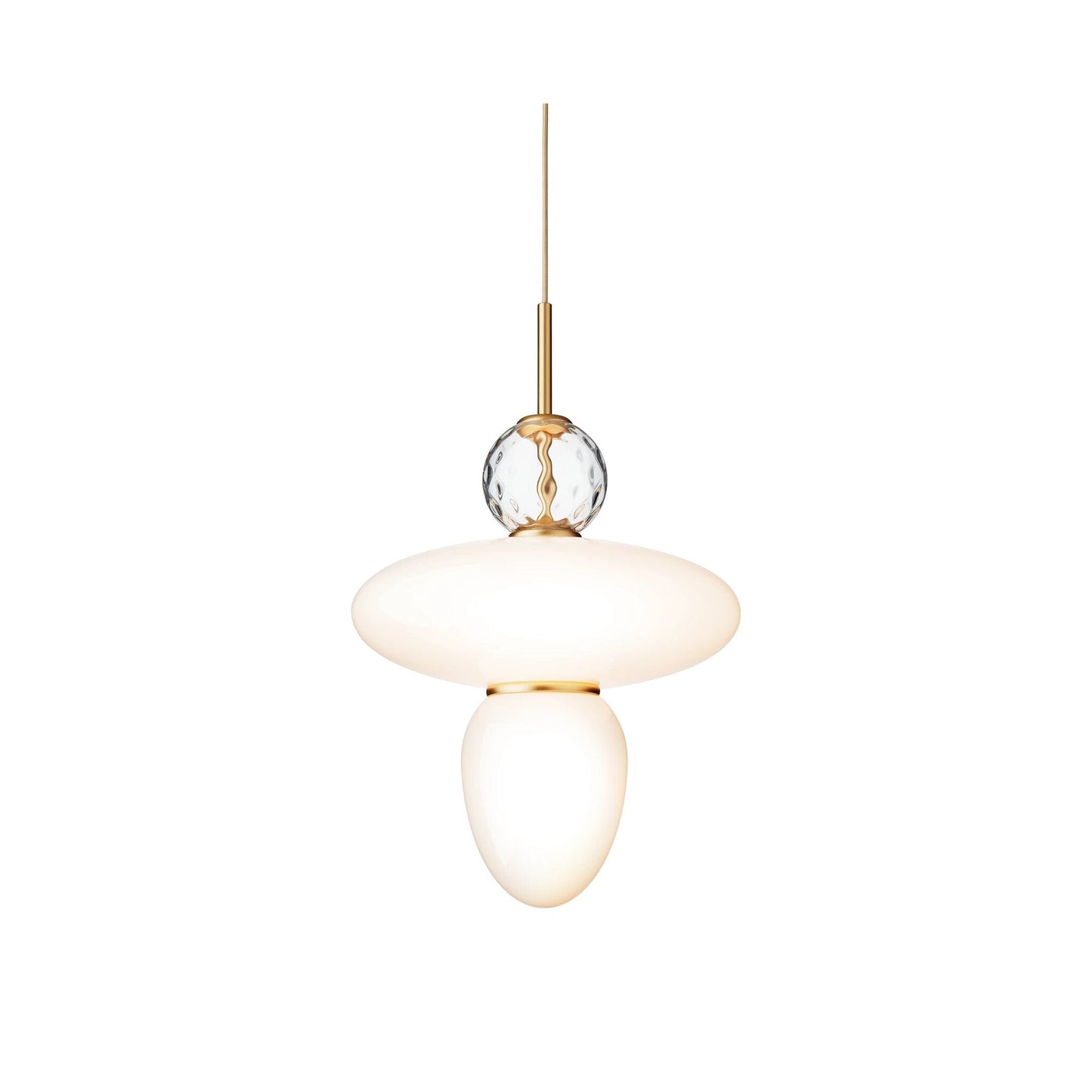 Rizzatto 43 Satin Brass Pendant with Opal Glass