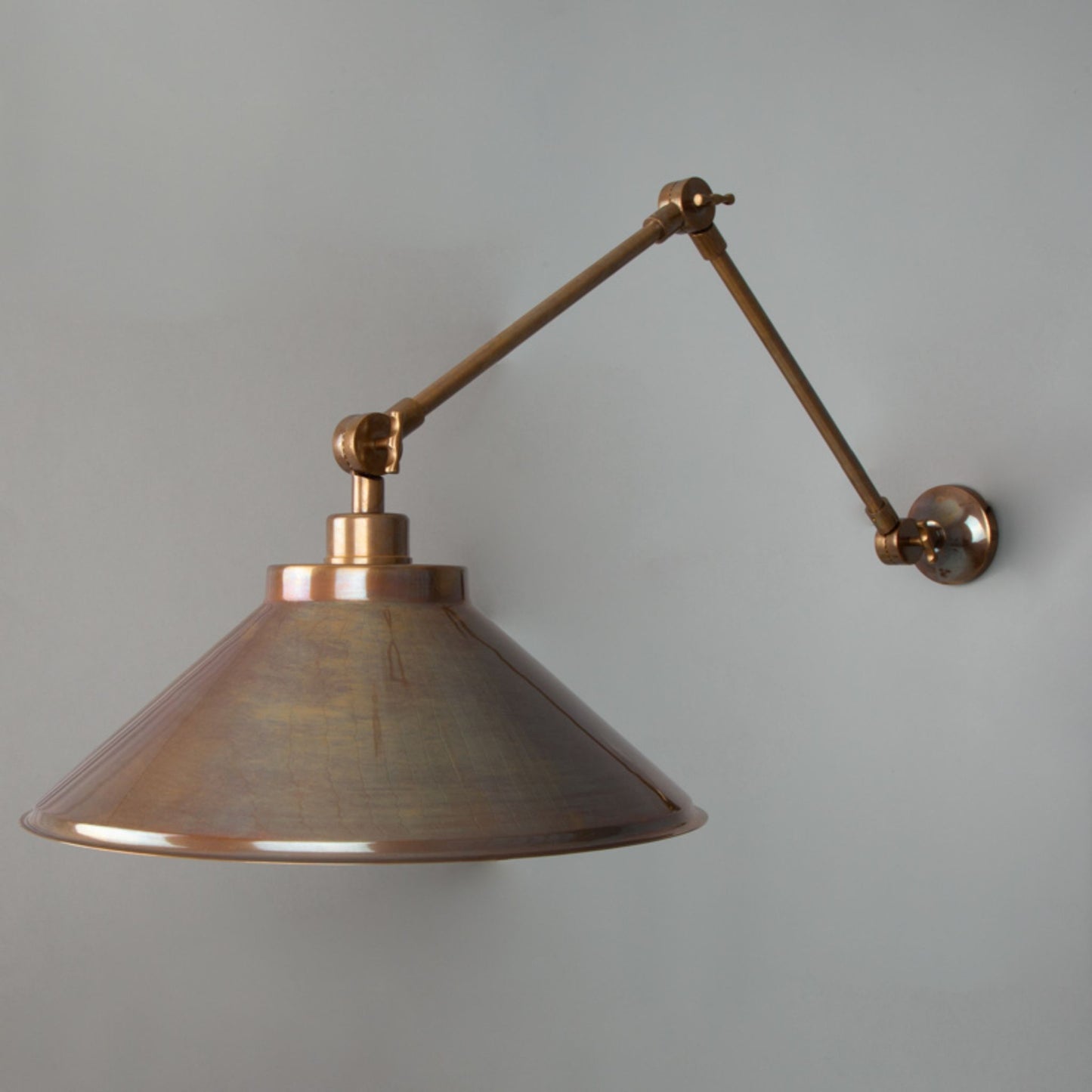 Rio Adjustable Arm Industrial Light Wall with Brass Shade