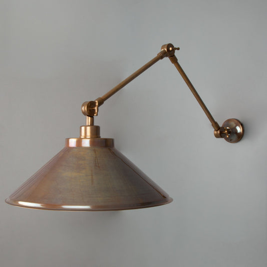 Rio Adjustable Arm Industrial Light Wall with Brass Shade