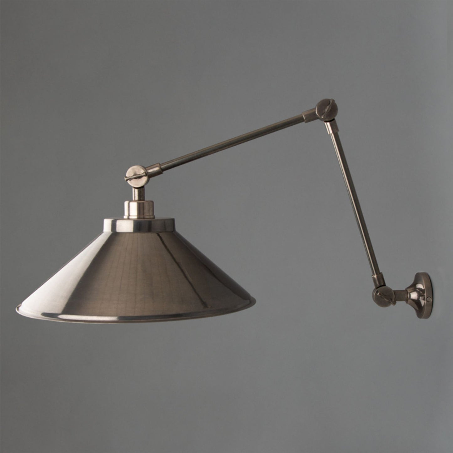 Rio Adjustable Arm Industrial Light Wall with Brass Shade