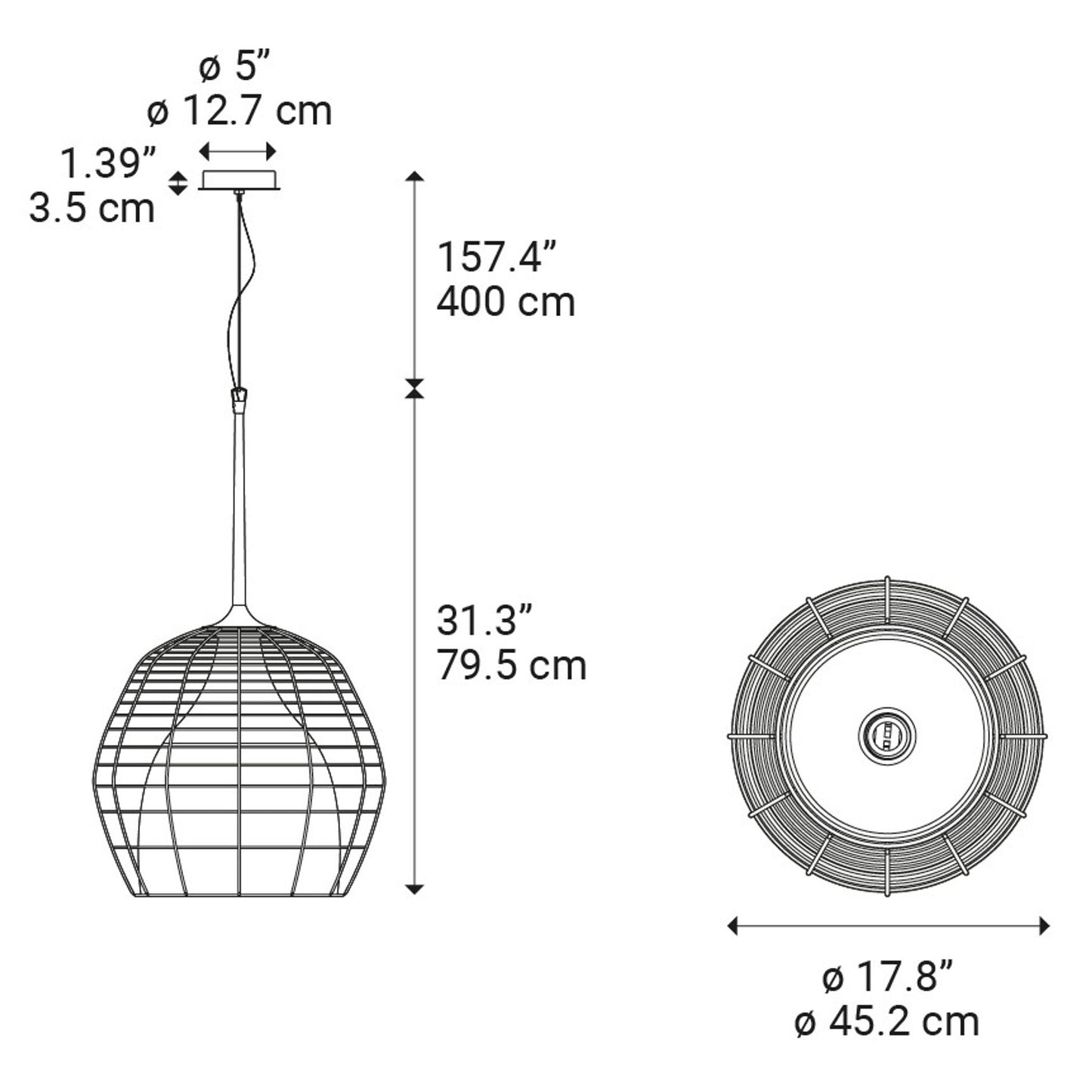 Cage Large LED Pendant White