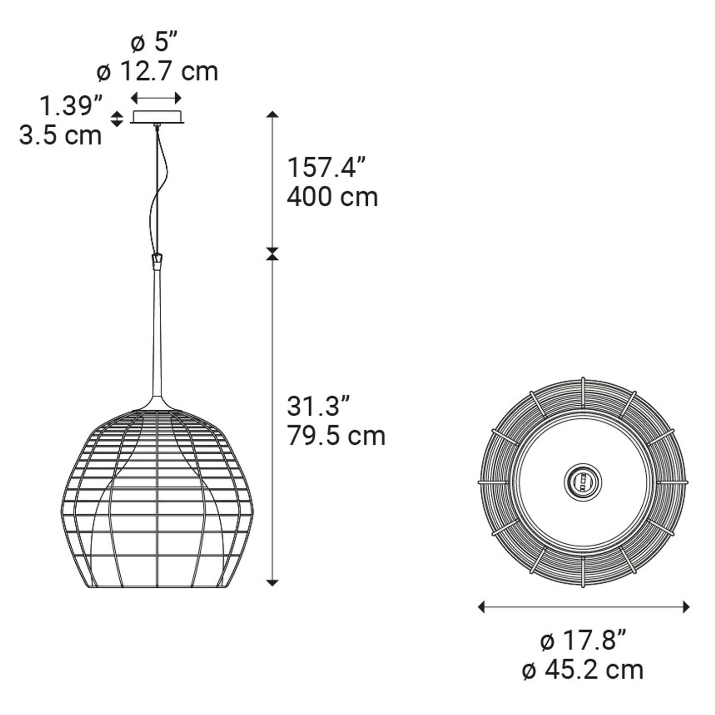 Cage Large LED Pendant Black