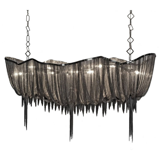 Atlantis Small Linear Pendant with Draped Shimmering Chainmail