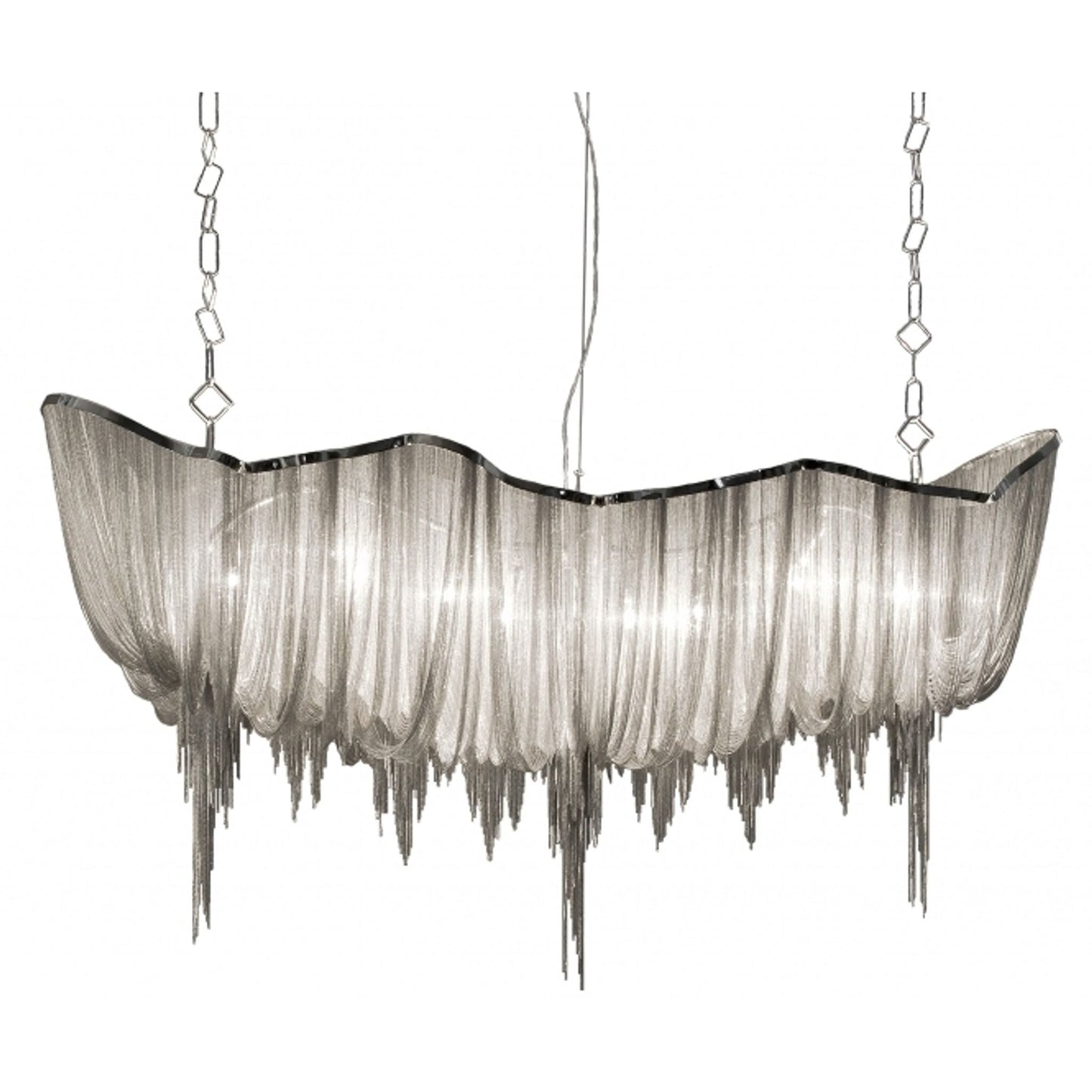 Atlantis Medium Linear Pendant with Draped Shimmering Chainmail