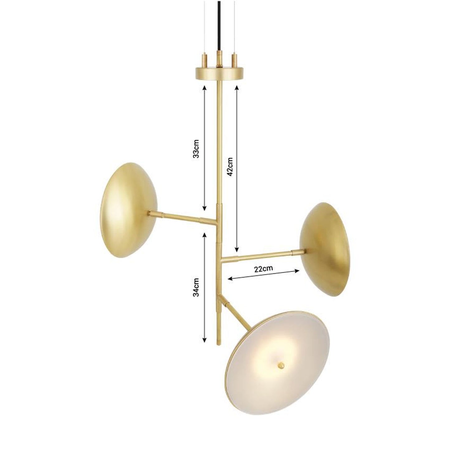 Oola Modern Diffused Dish 3-Arm Pendant