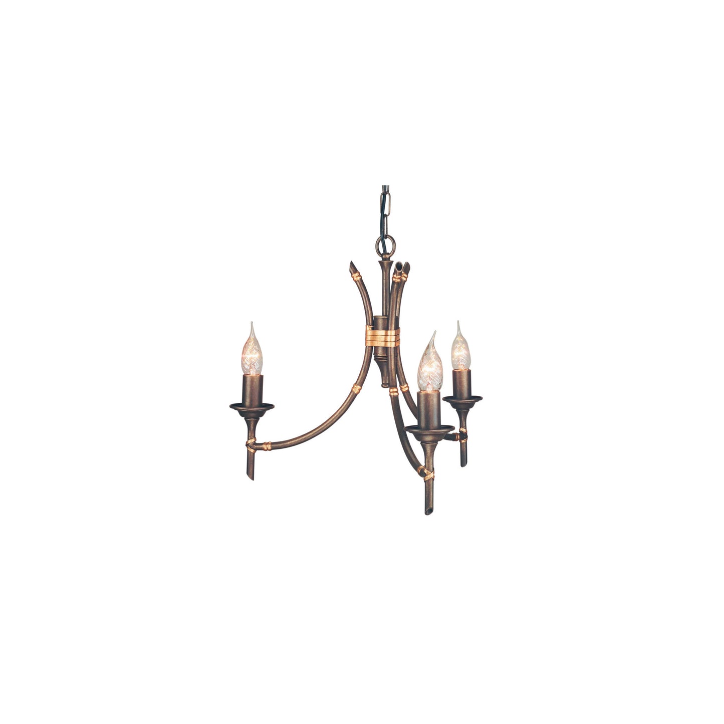 Bamboo 3-Light Chandelier Bronze Patina