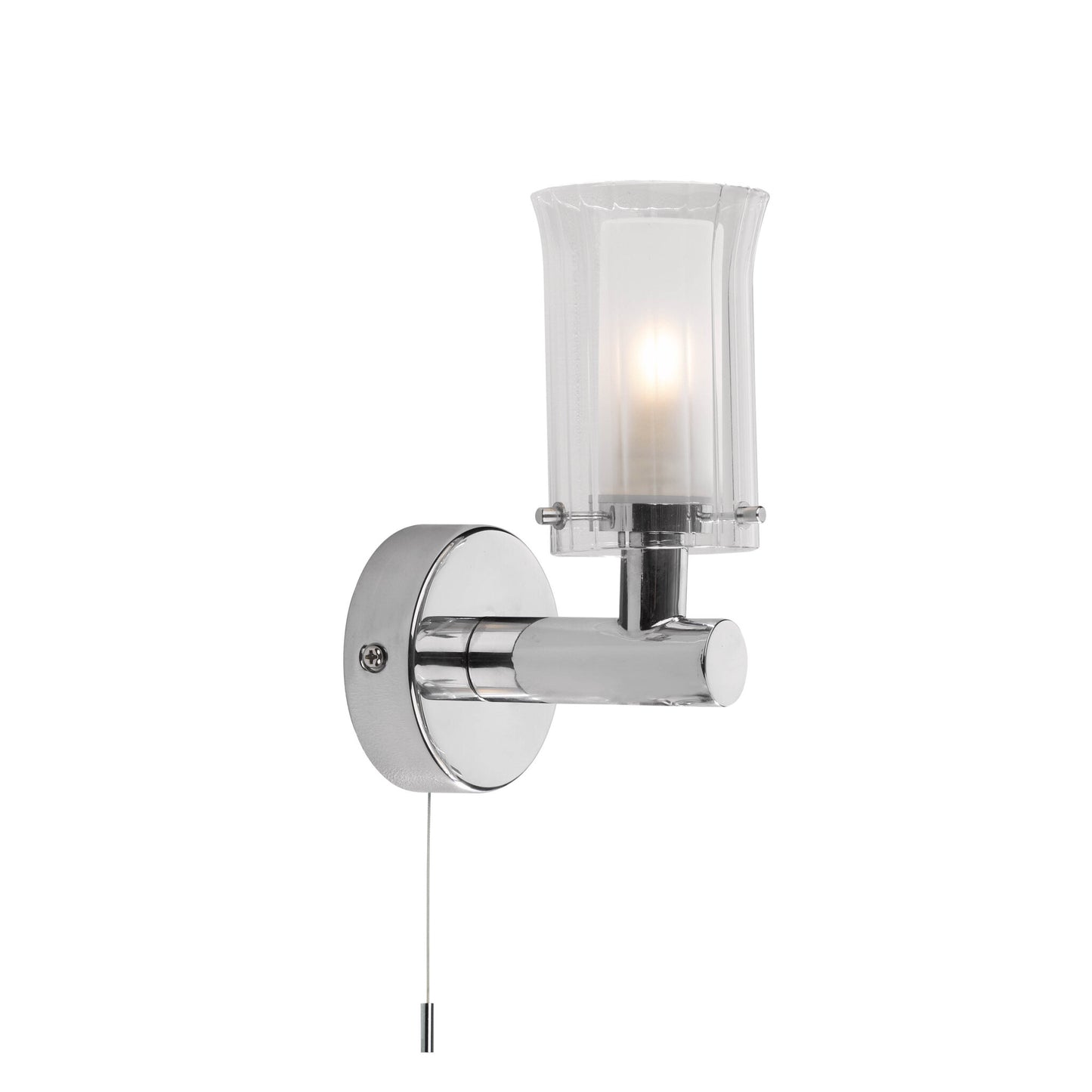 Elba Single Chrome Wall Light with Frosted Glass Shade IP44