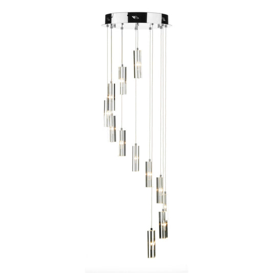 Galileo Twelve-Light Cluster LED Pendant with Crystal Block Shade