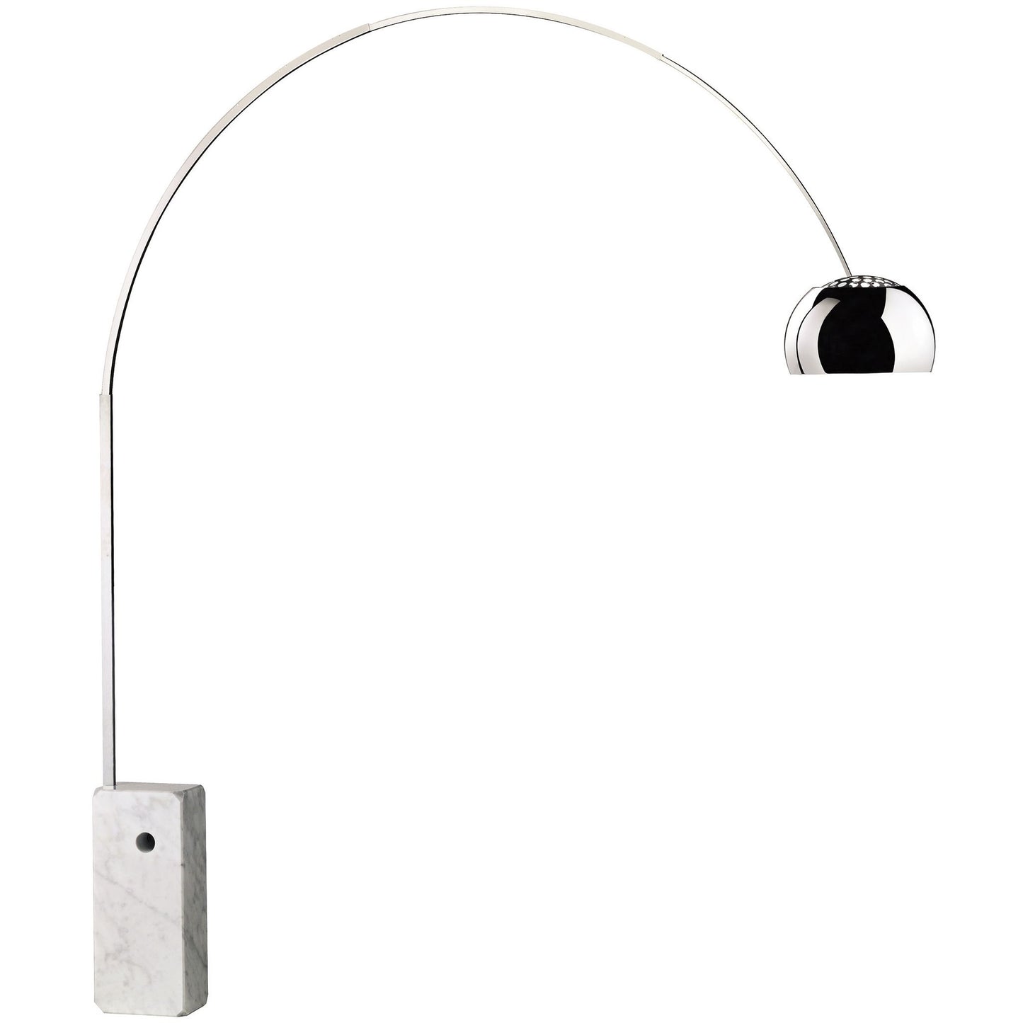 Arco Aluminium Swiveling Floor Lamp with White Carrara Marble Base