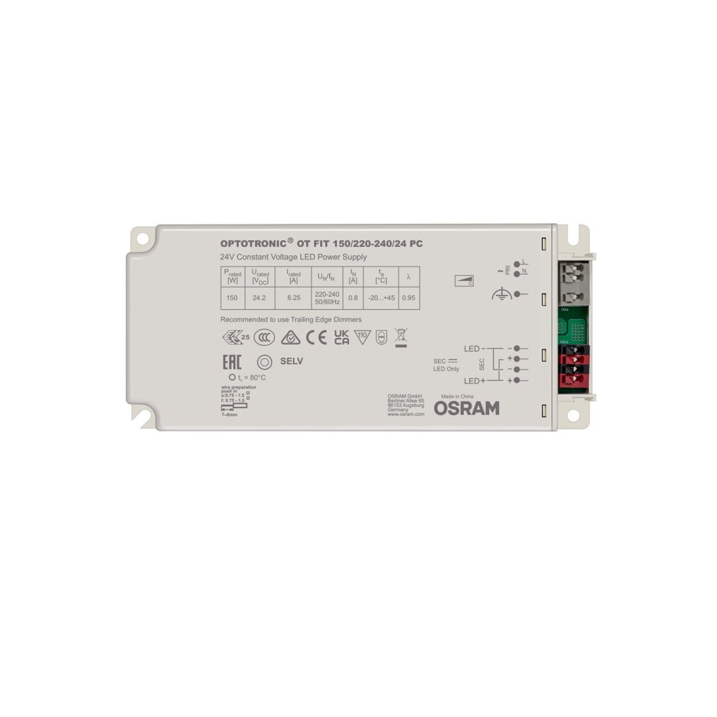 Phase Cut Dimmable, 150W 24V LED Driver