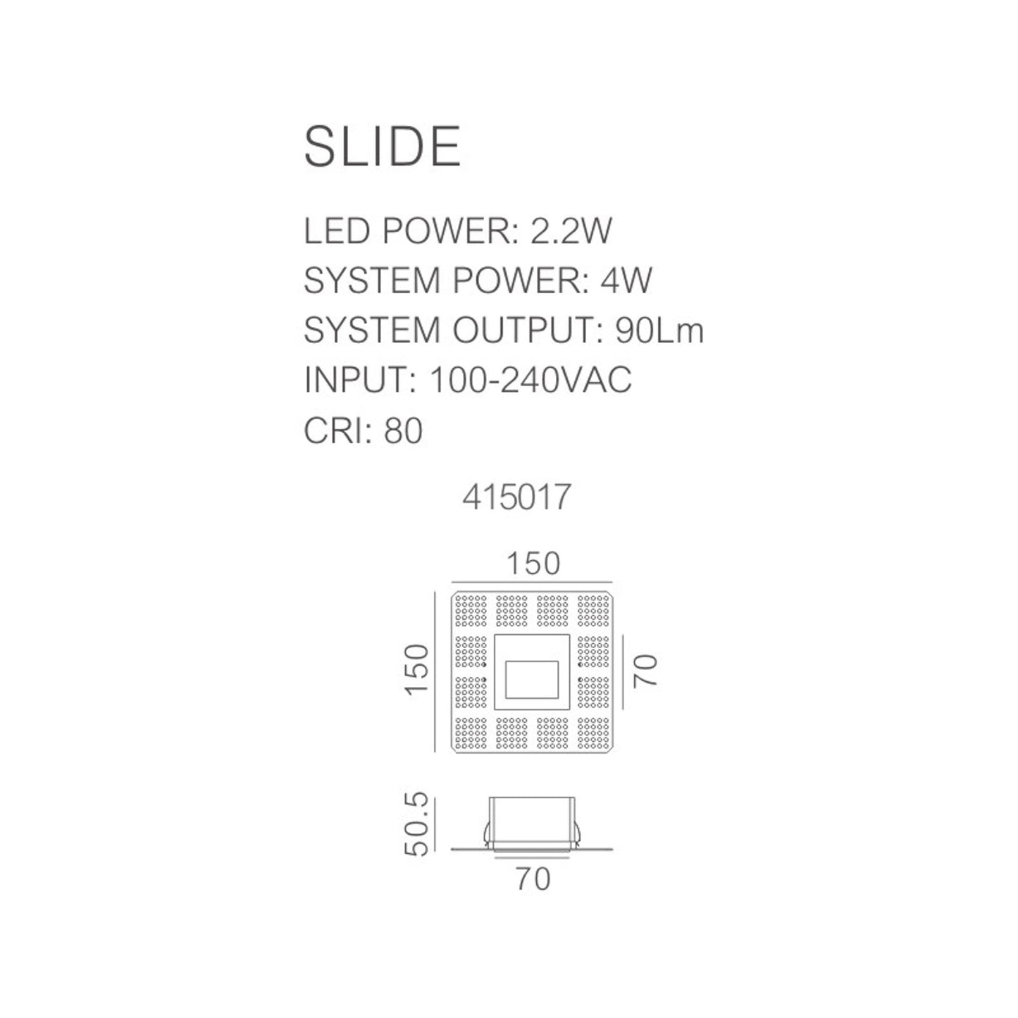 Slide, Recessed Wall Light in White