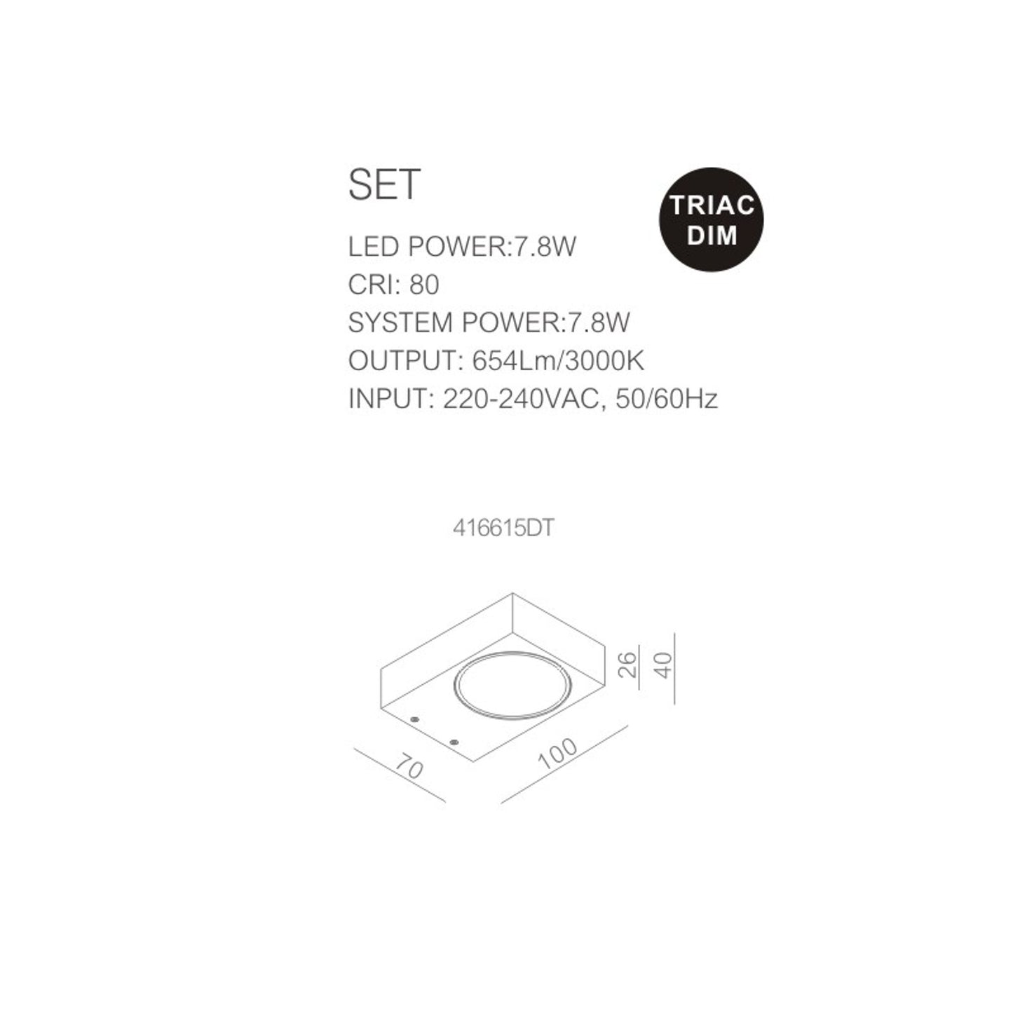 Set, Wall Surface Mounted 7.8W