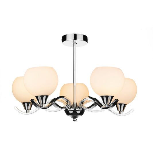 Aruba 5-Light Semi Flush Polished Chrome with Opal Glass