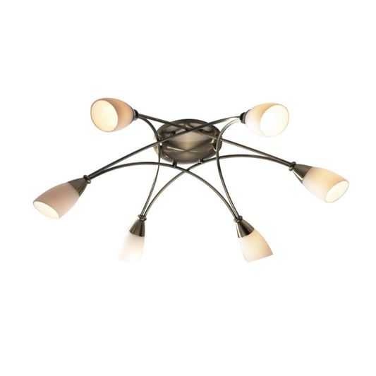 Bureau 6-Light Semi Flush Opal Glass