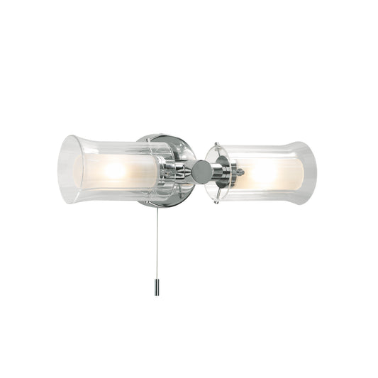 Elba Double Chrome Wall Light with Frosted Glass Shade IP44